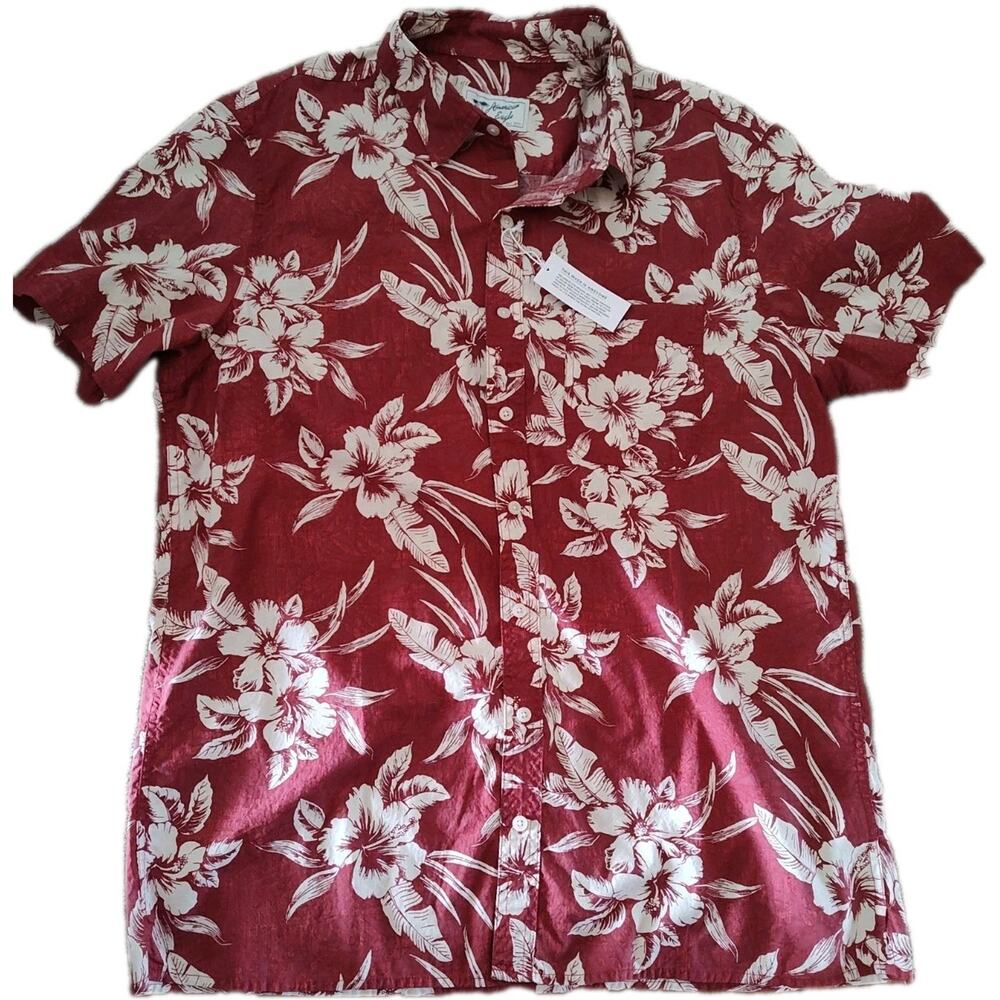 American Eagle Shirt Mens XLT Hawaiian Red